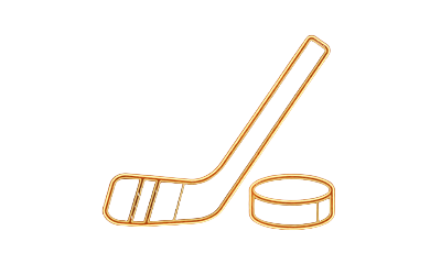Neon Eishockey Icon mit Schl&auml;ger und Puck f&uuml;r NHL und DEL Wetten bei Lizaro